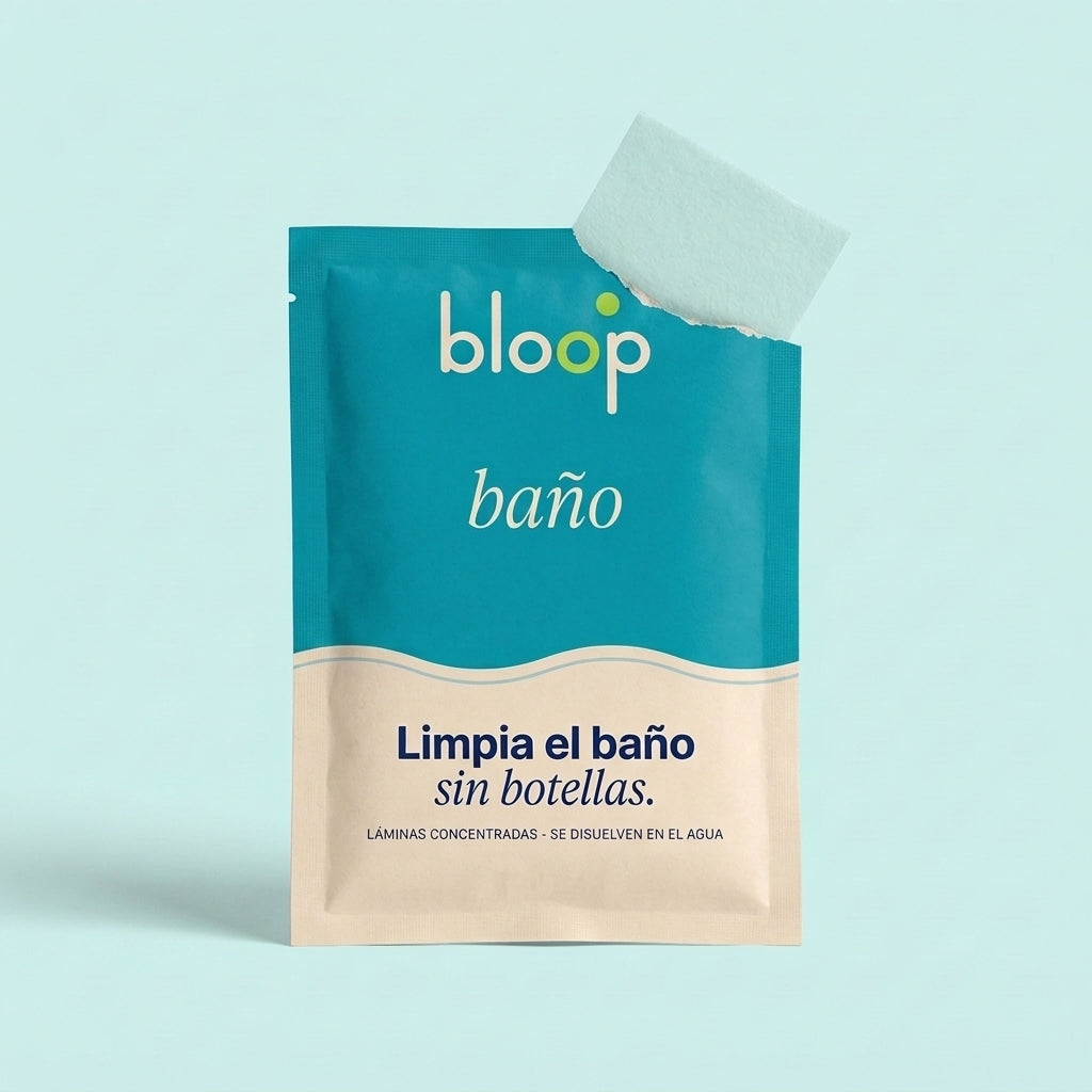 Sobre de láminas Bloop para limpiar el baño
